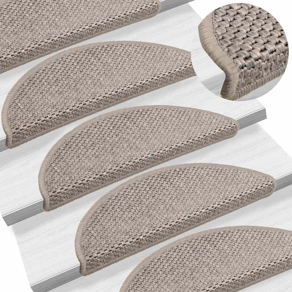 Stair Mats Self-Adhesive Sisal-Look 15 Pcs Silver