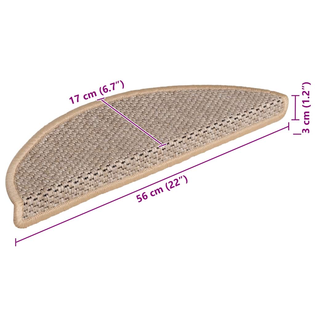 Stair Mats Self-Adhesive Sisal-Look 15 Pcs