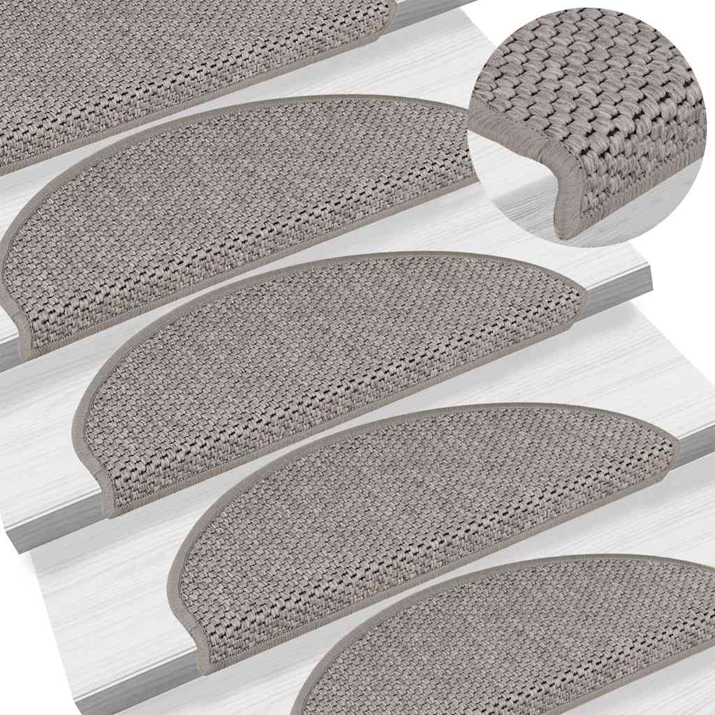Stair Mats Self-Adhesive Sisal-Look 15 Pcs Silver