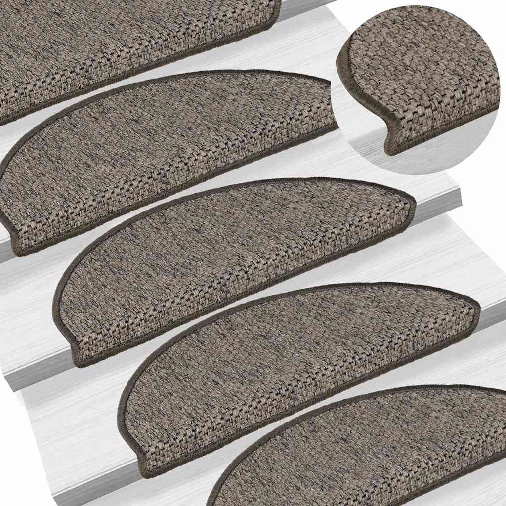 Stair Mats Self-Adhesive Sisal-Look 15 Pcs Brown Beige