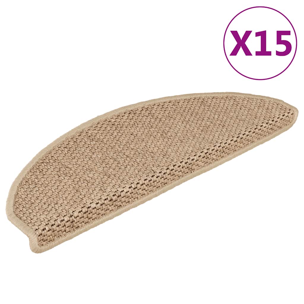 Stair Mats Self-Adhesive Sisal-Look 15 Pcs
