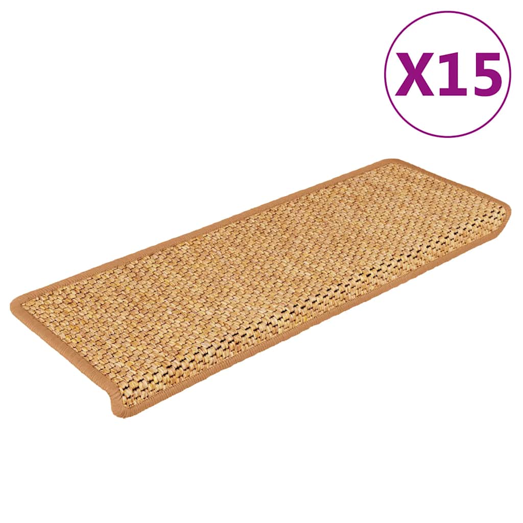 Stair Mats Self-Adhesive Sisal-Look 15 Pcs 65X21X4 Cm Green