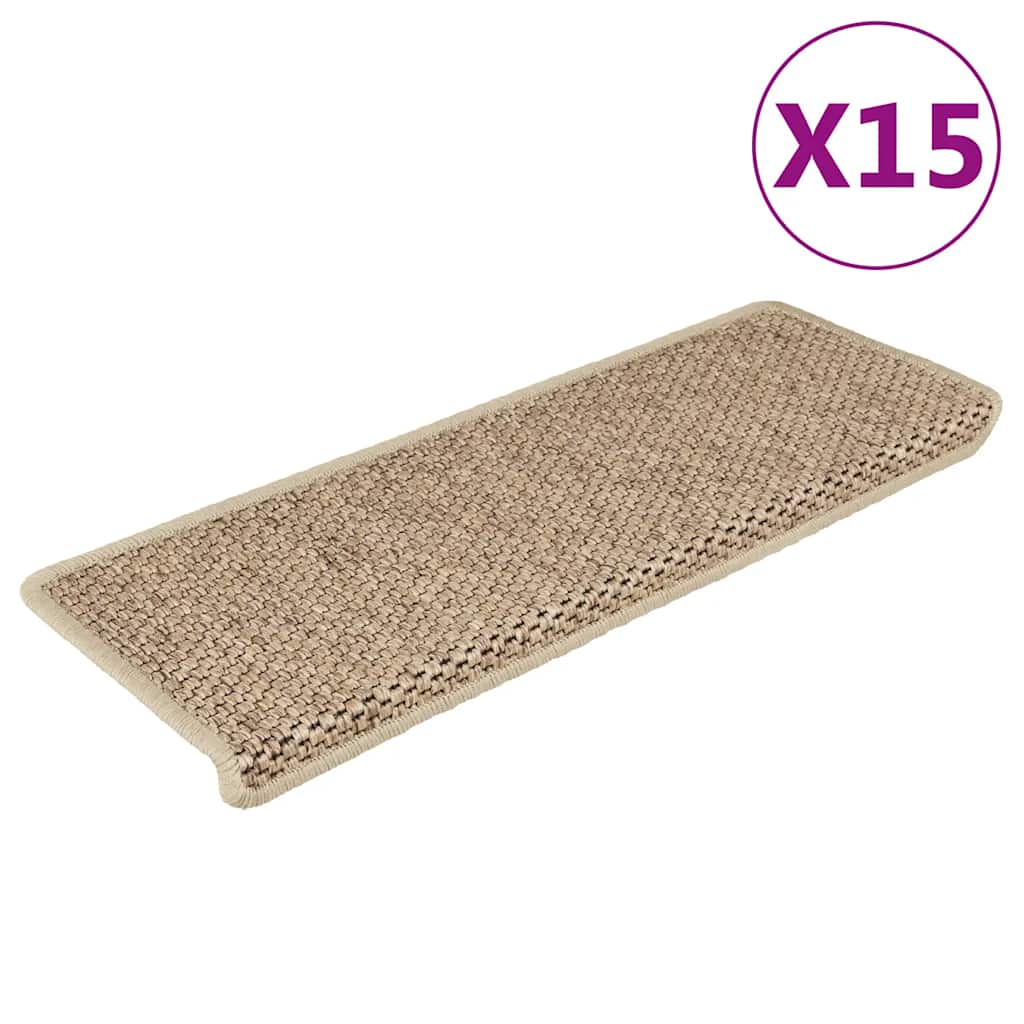 Stair Mats Self-Adhesive Sisal-Look 15 Pcs 65X21X4 Cm Green