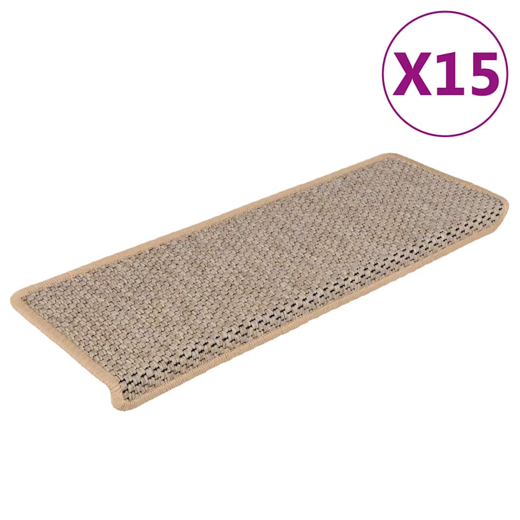 Stair Mats Self-Adhesive Sisal-Look 15 Pcs 65X21X4 Cm Green