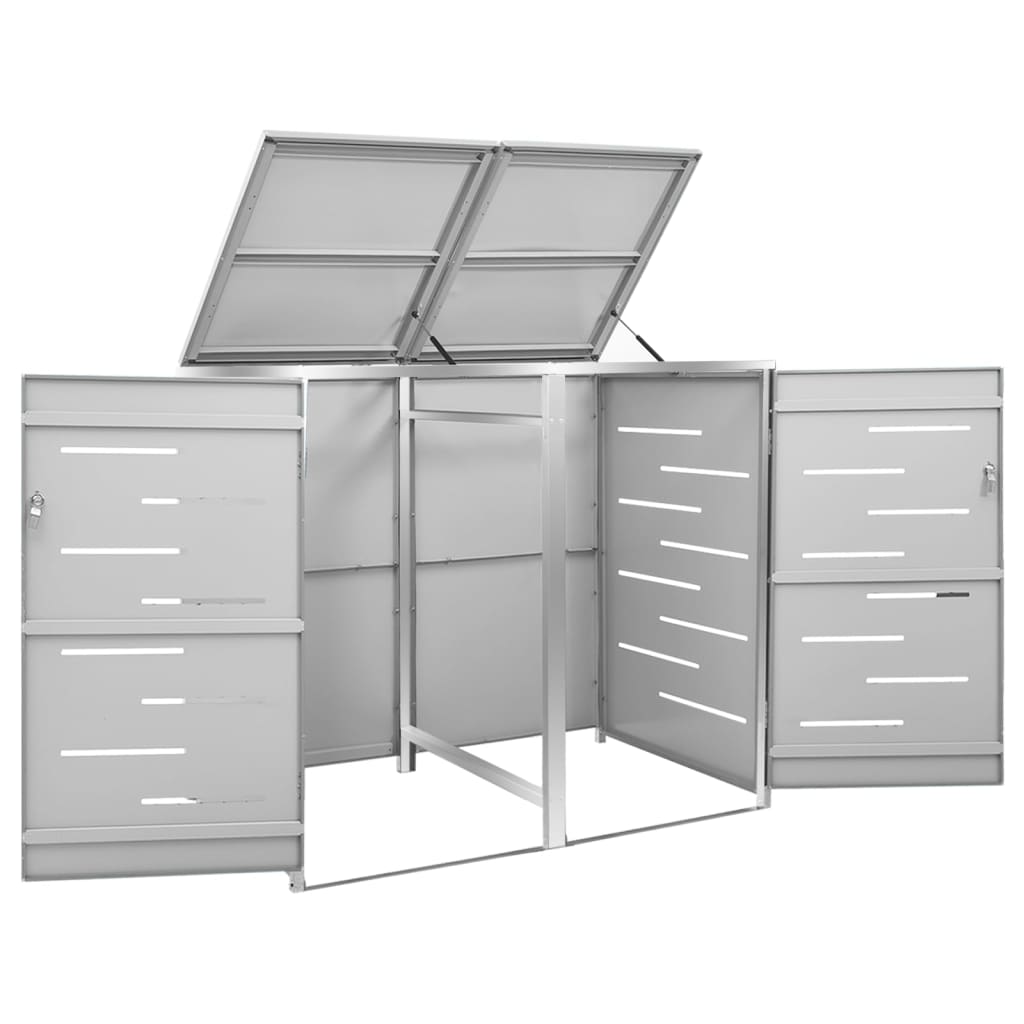 Double Wheelie Bin Shed 138X77.5X112.5 Cm Stainless Steel