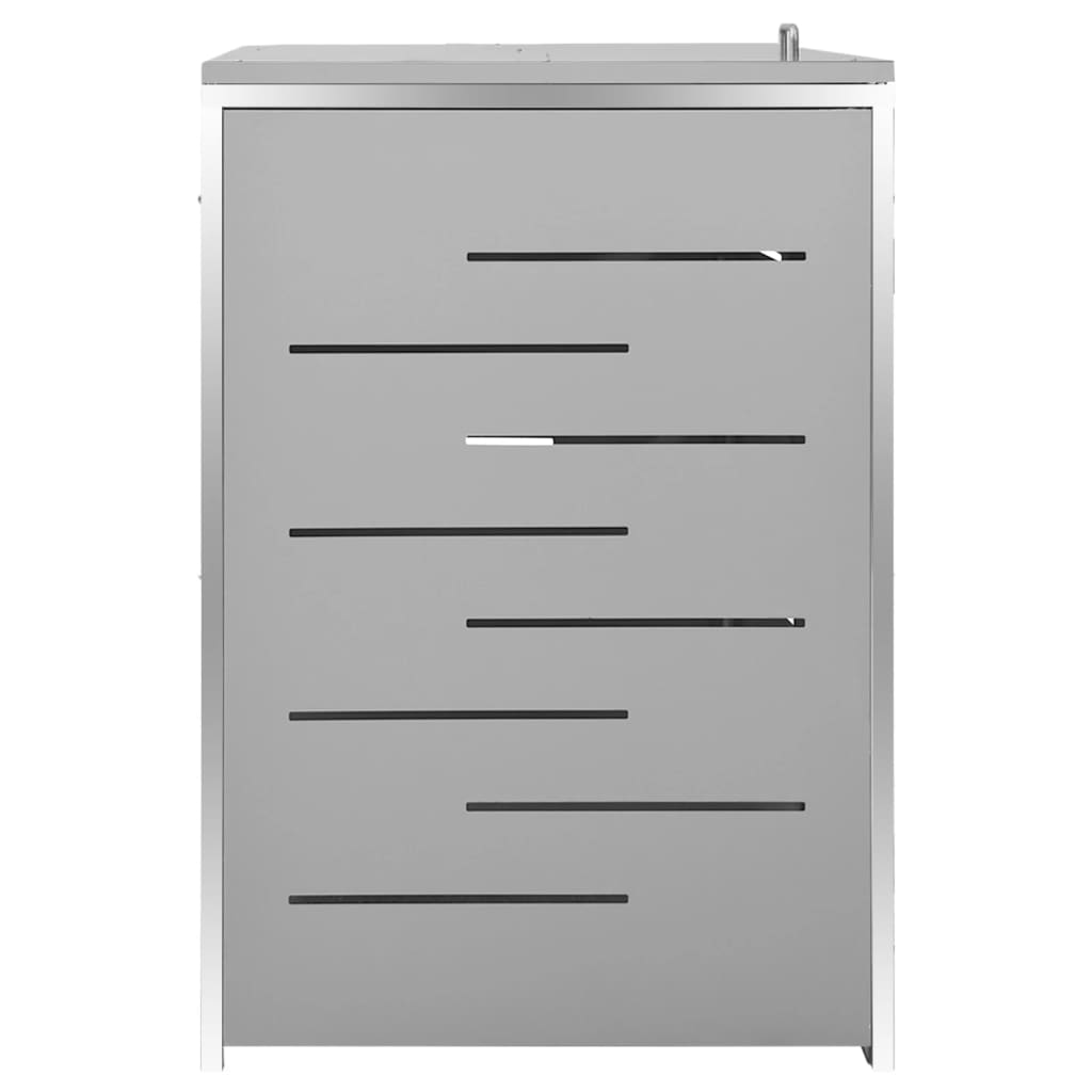 Triple Wheelie Bin Shed 207X77.5X112.5 Cm Stainless Steel