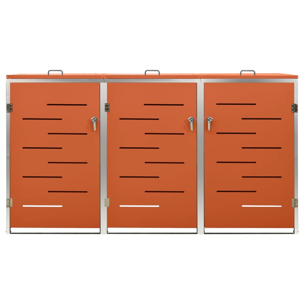 Triple Wheelie Bin Shed 207X77.5X112.5 Cm Stainless Steel