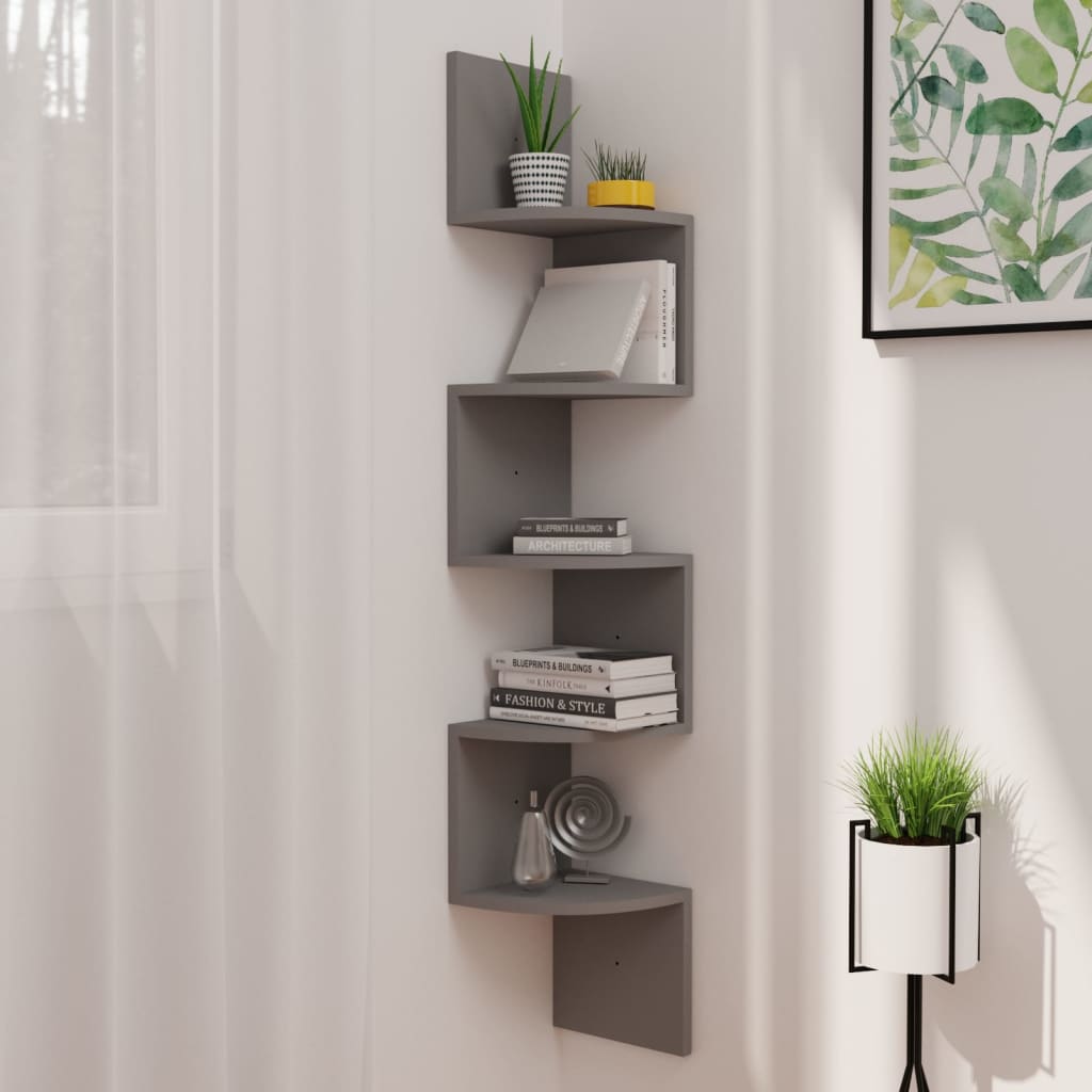 Wall Corner Shelf 19X19X123 Cm Engineered Wood