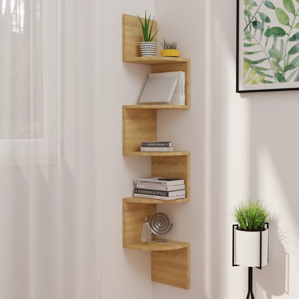 Wall Corner Shelf 19X19X123 Cm Engineered Wood