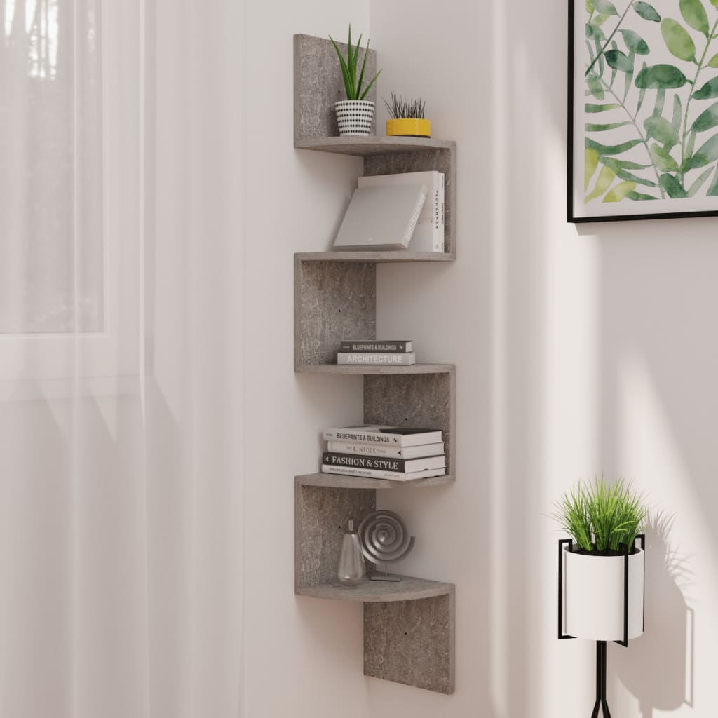 Wall Corner Shelf 19X19X123 Cm Engineered Wood