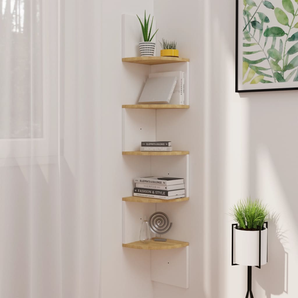 Wall Corner Shelf 19X19X123 Cm Engineered Wood