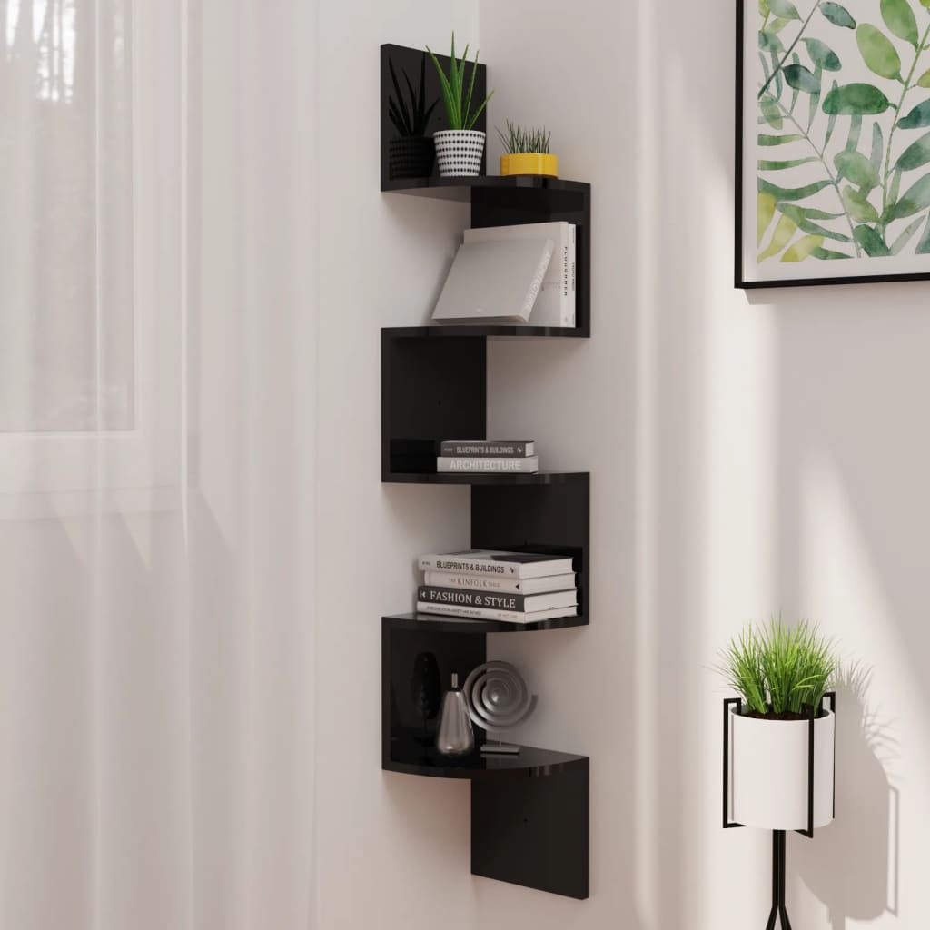 Wall Corner Shelf 19X19X123 Cm Engineered Wood