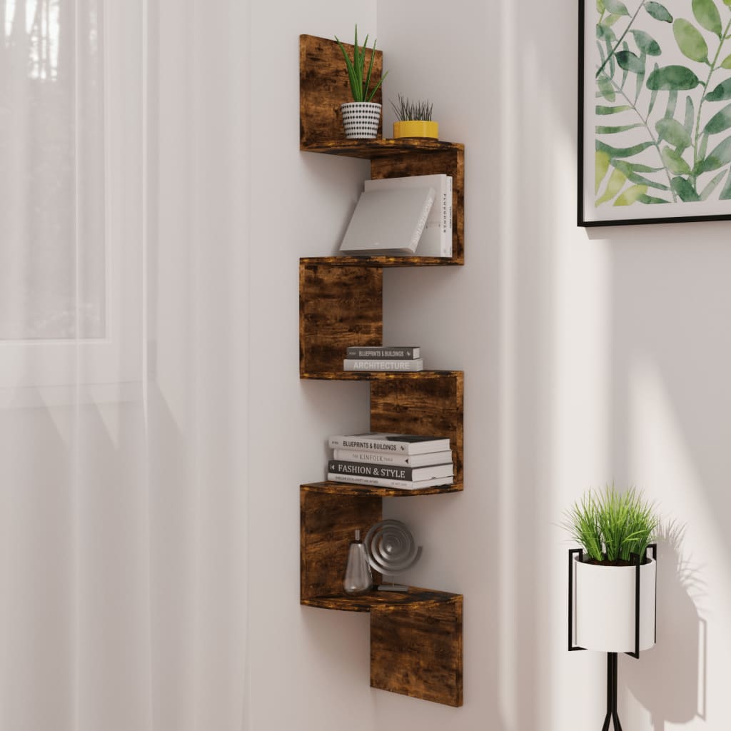 Wall Corner Shelf 19X19X123 Cm Engineered Wood