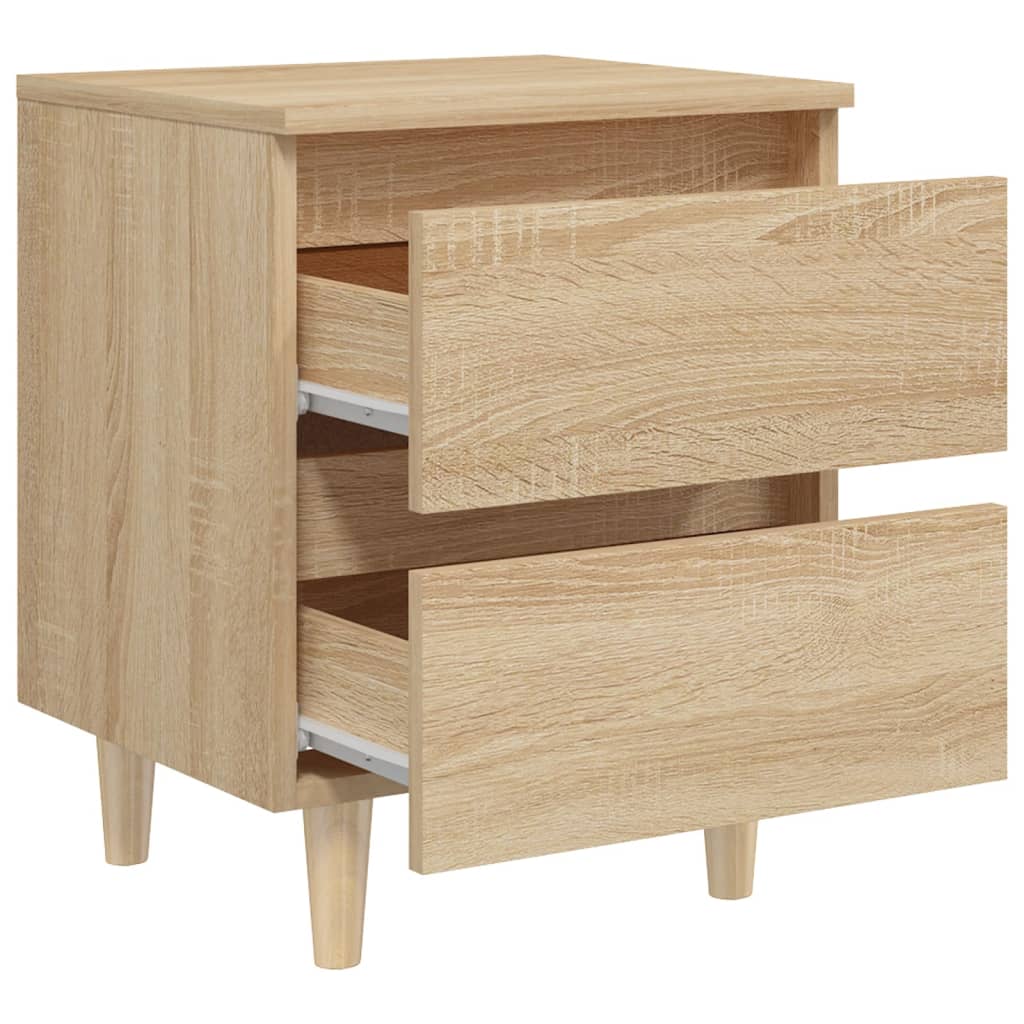 Bed Cabinet With Solid Pinewood Legs 40X35X50 Cm