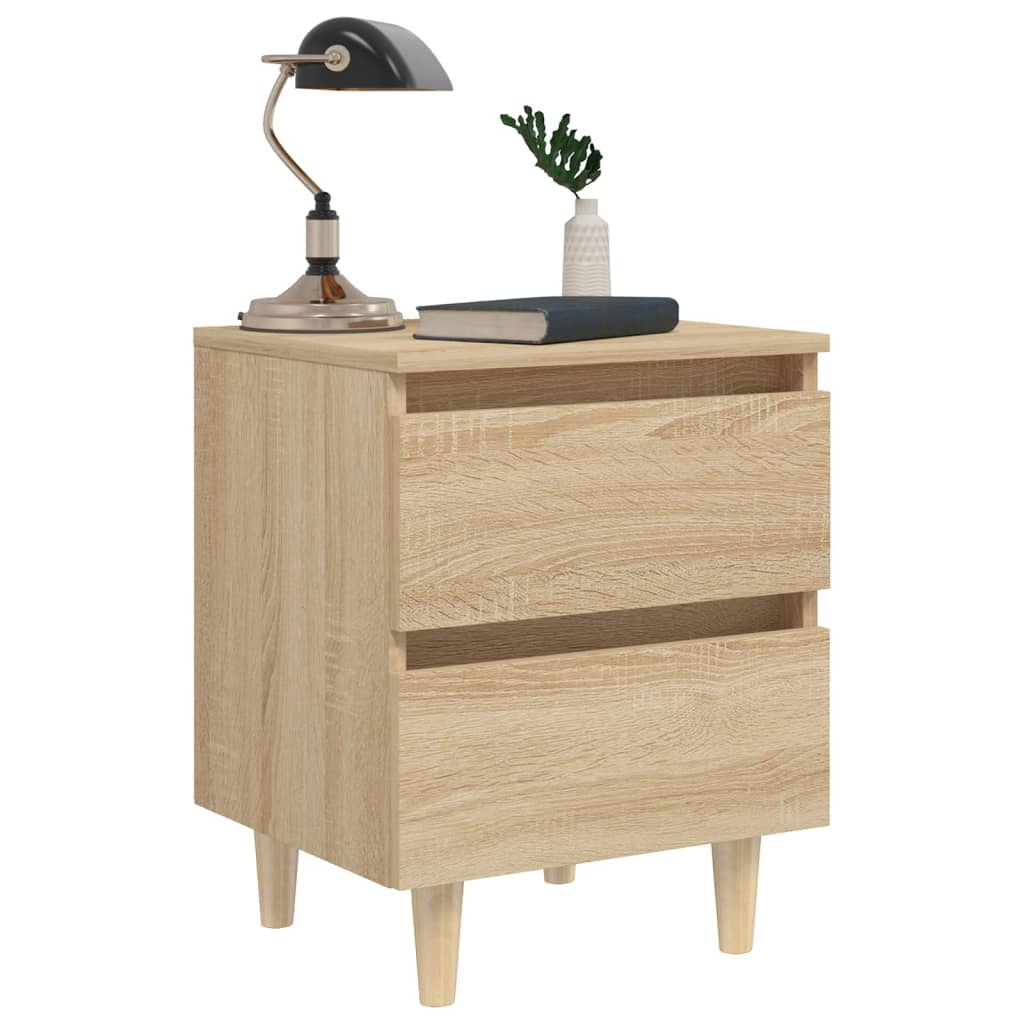 Bed Cabinet With Solid Pinewood Legs 40X35X50 Cm