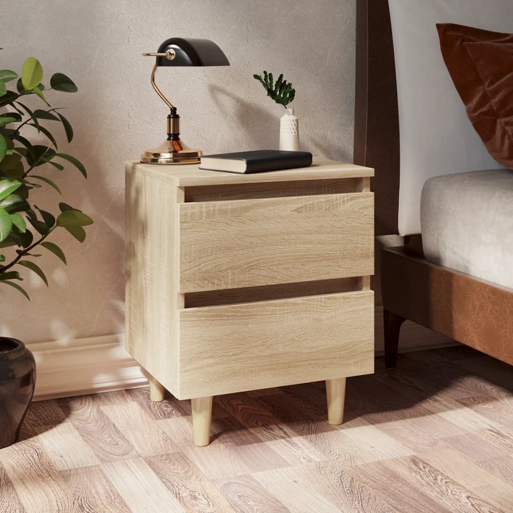 Bed Cabinet With Solid Pinewood Legs 40X35X50 Cm