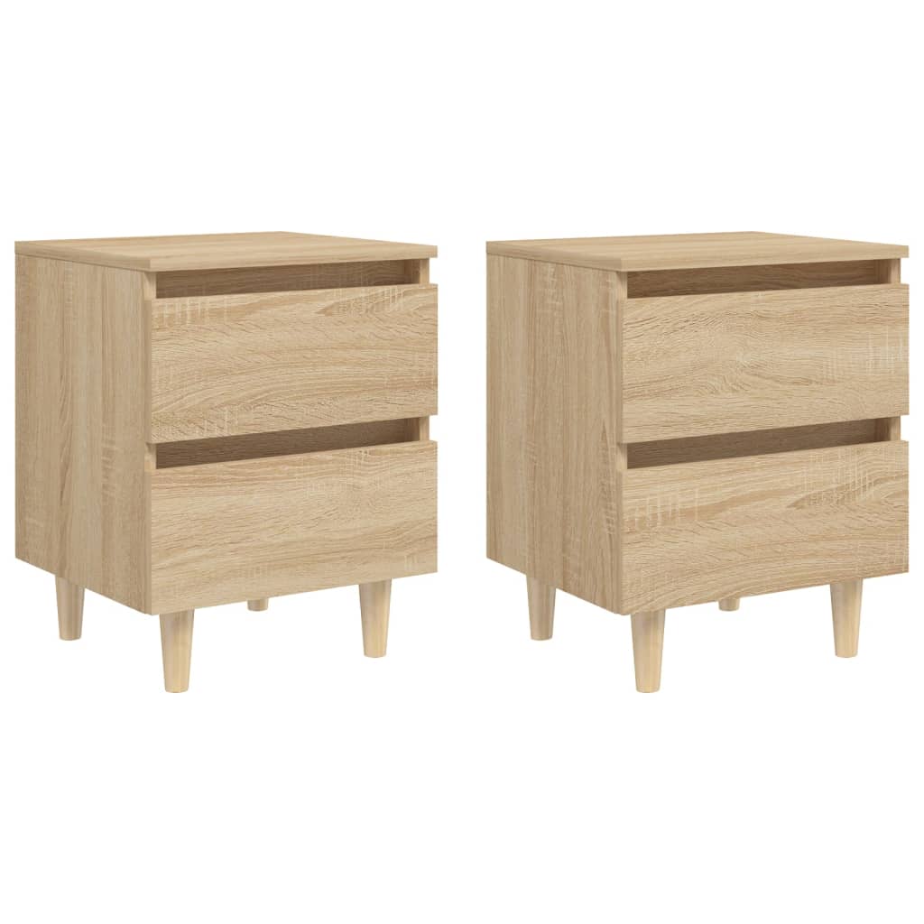 Bed Cabinet With Solid Pinewood Legs 40X35X50 Cm