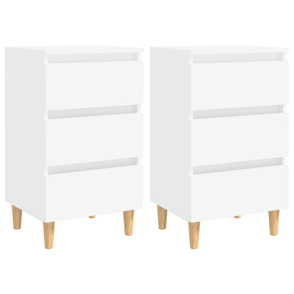 Bed Cabinets & Solid Wood Legs 2 Pcs 40X35X69 Cm