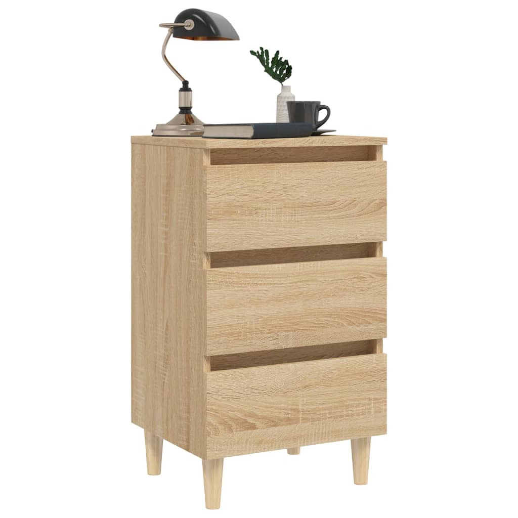 Bed Cabinets & Solid Wood Legs 2 Pcs 40X35X69 Cm