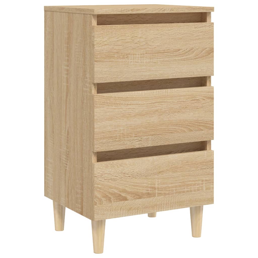 Bed Cabinets & Solid Wood Legs 2 Pcs 40X35X69 Cm