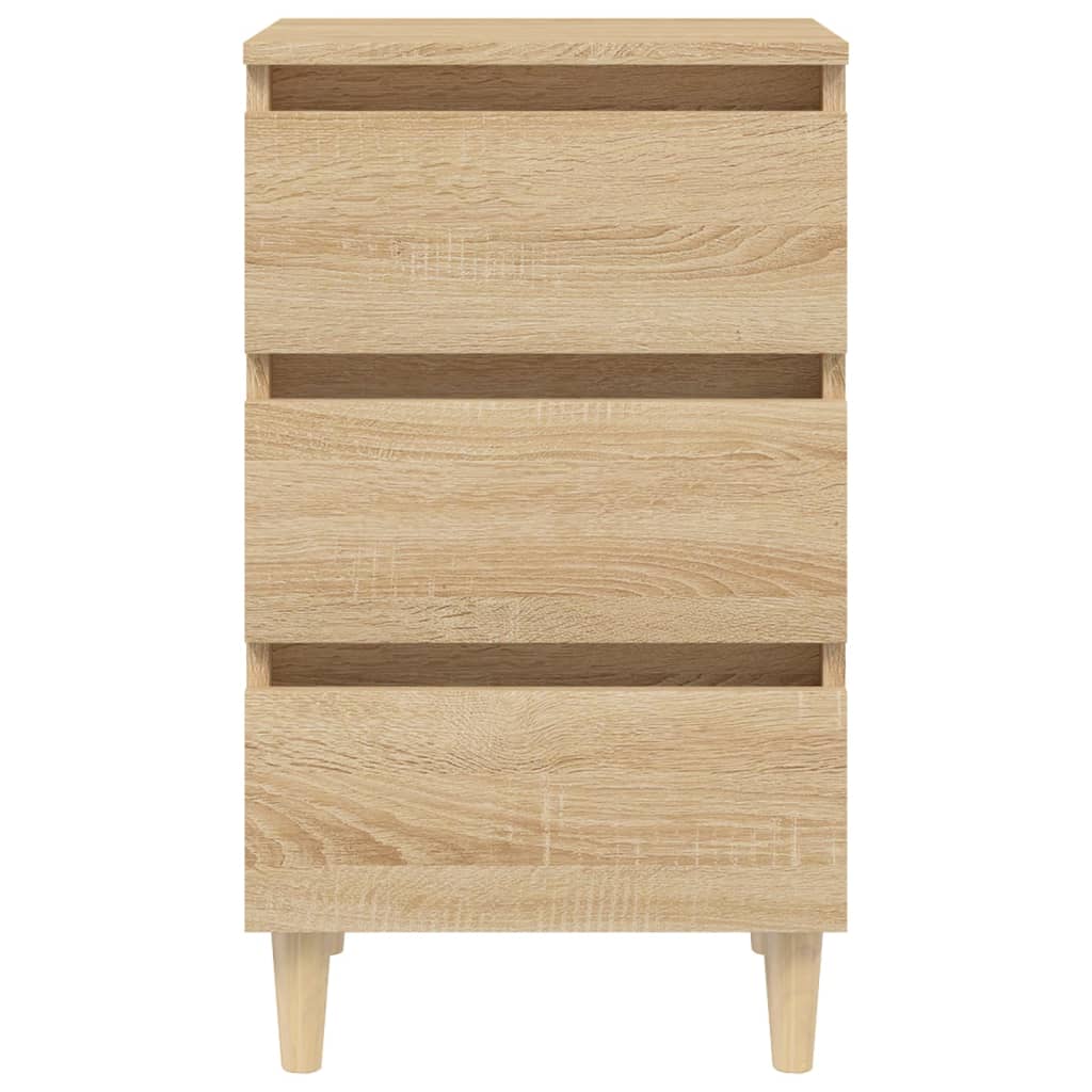 Bed Cabinets & Solid Wood Legs 2 Pcs 40X35X69 Cm