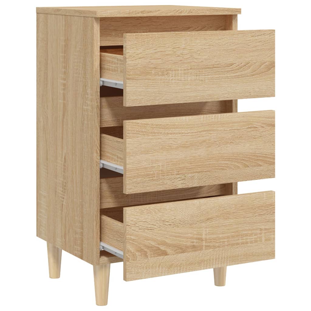 Bed Cabinets & Solid Wood Legs 2 Pcs 40X35X69 Cm