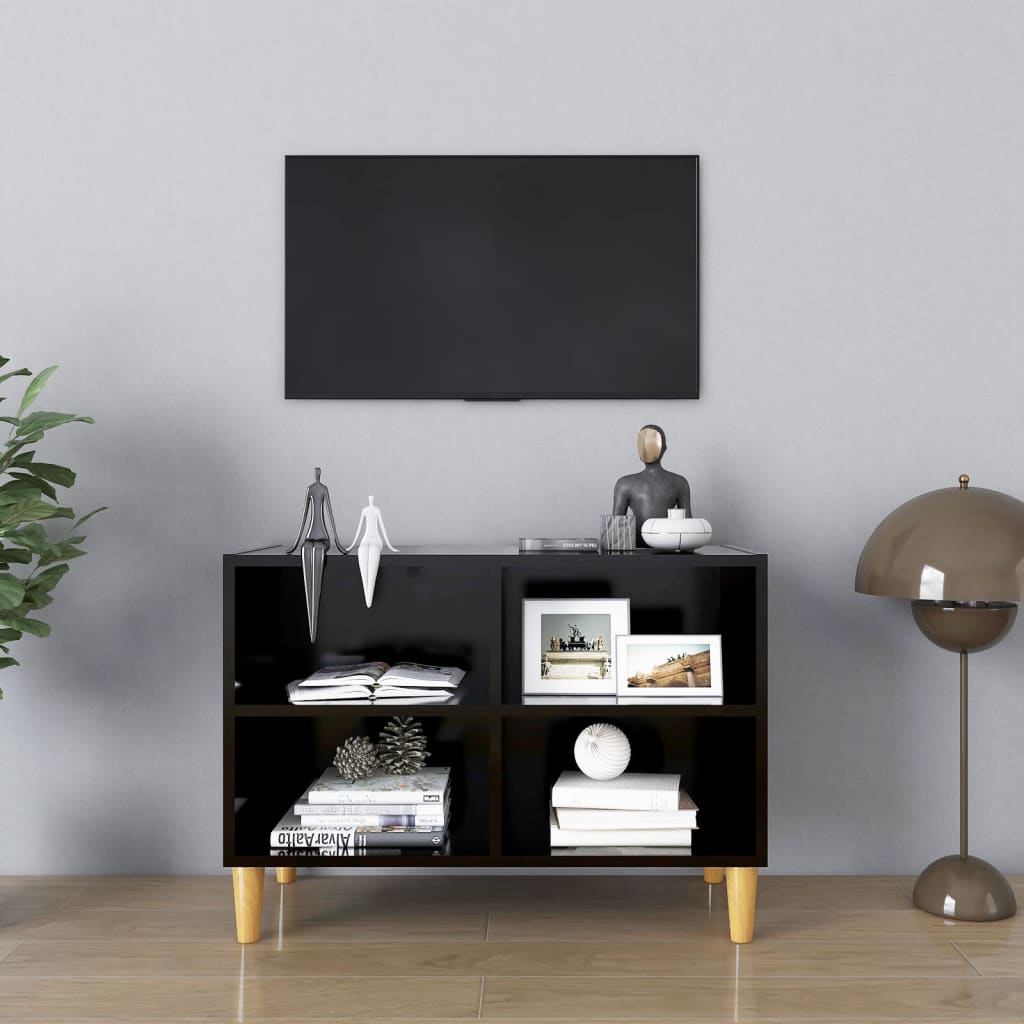 Tv Cabinet With Solid Wood Legs 69.5X30X50 Cm