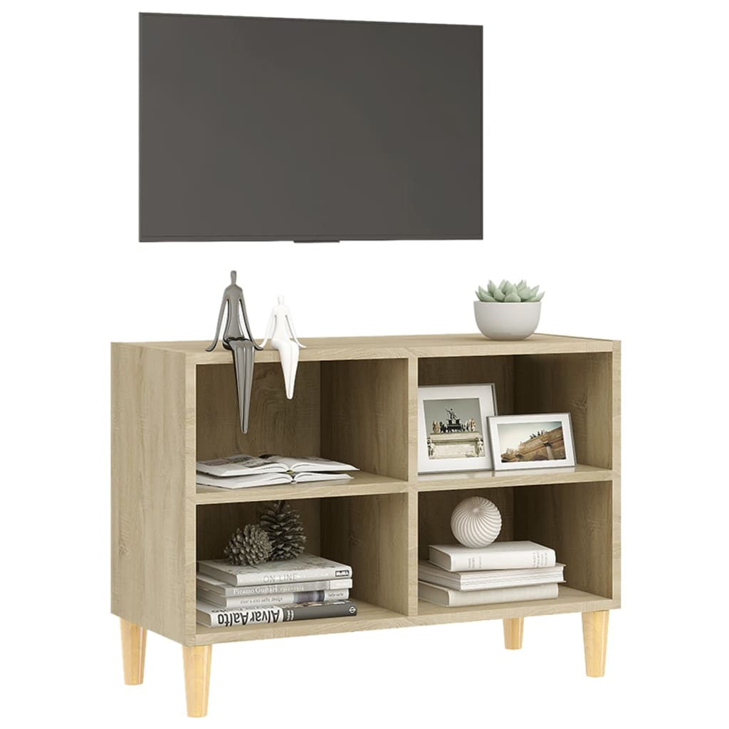 Tv Cabinet With Solid Wood Legs 69.5X30X50 Cm