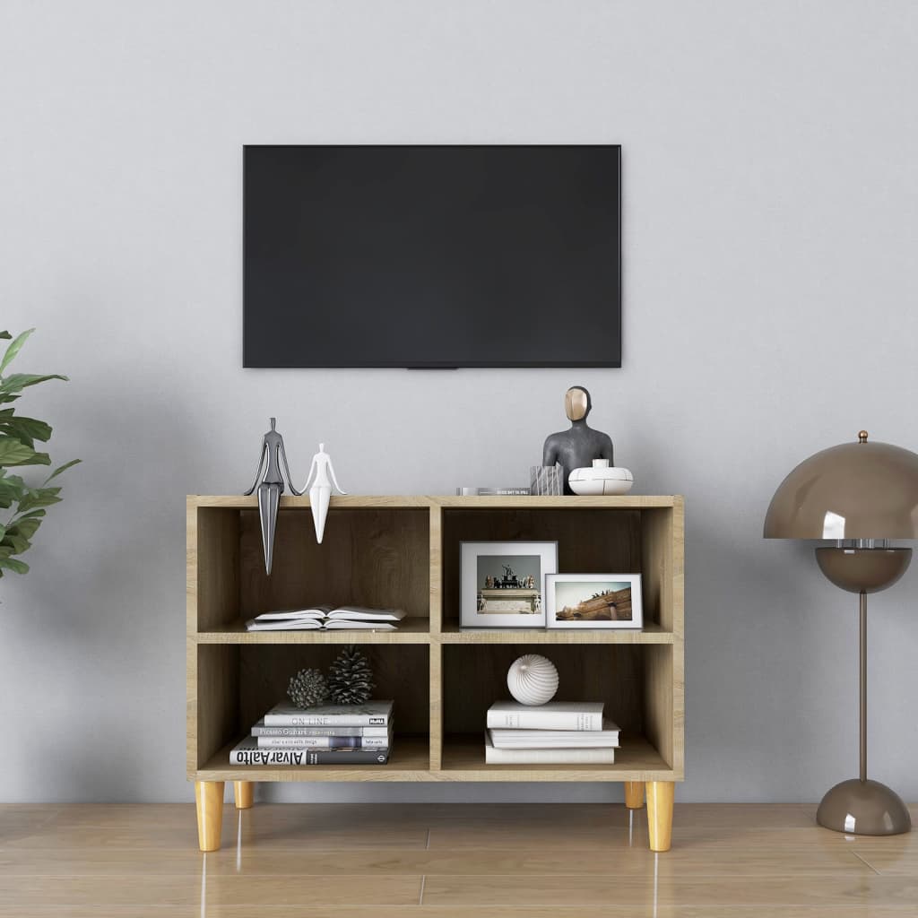 Tv Cabinet With Solid Wood Legs 69.5X30X50 Cm