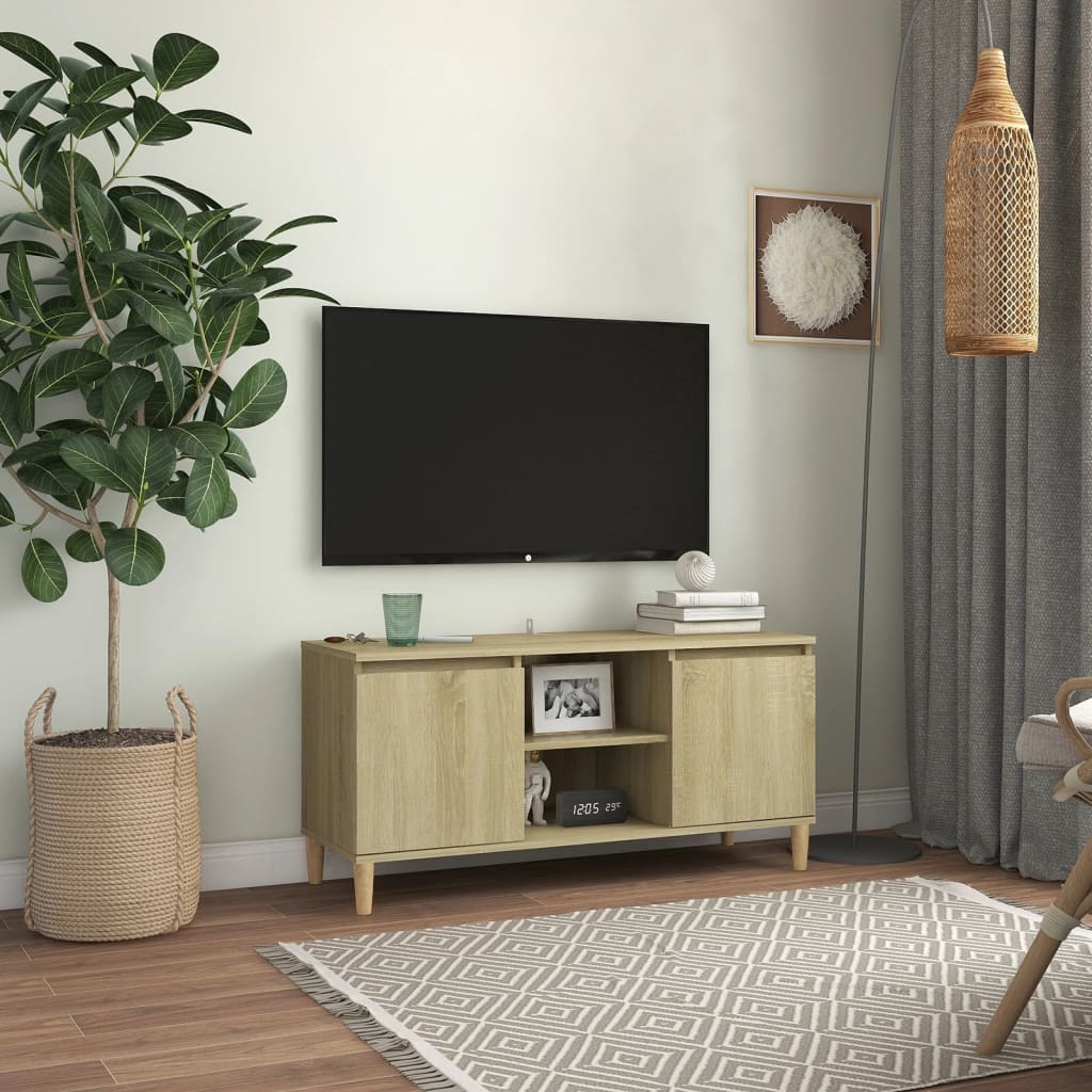 Tv Cabinet & Solid Wood Legs 103.5X35X50 Cm