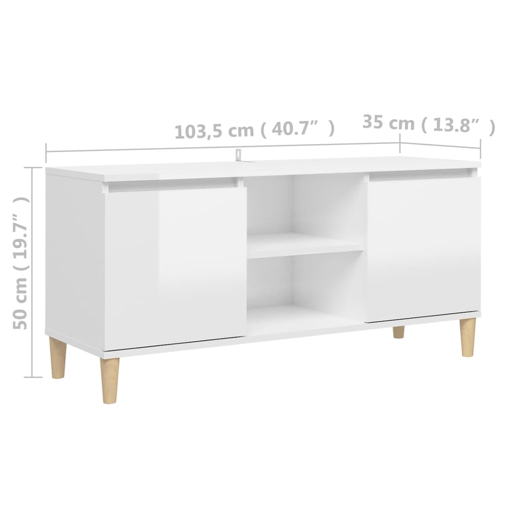 Tv Cabinet & Solid Wood Legs 103.5X35X50 Cm