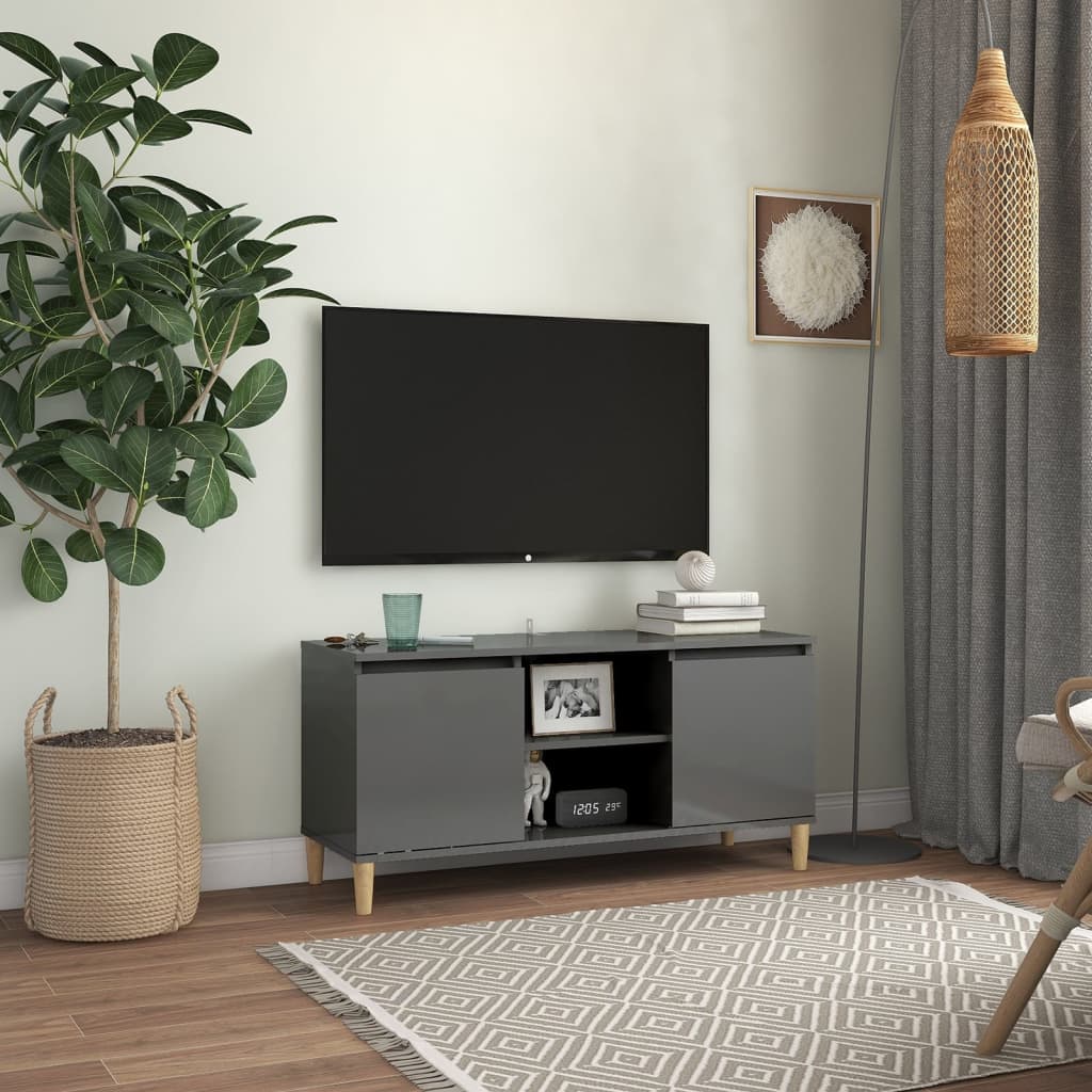 Tv Cabinet & Solid Wood Legs 103.5X35X50 Cm