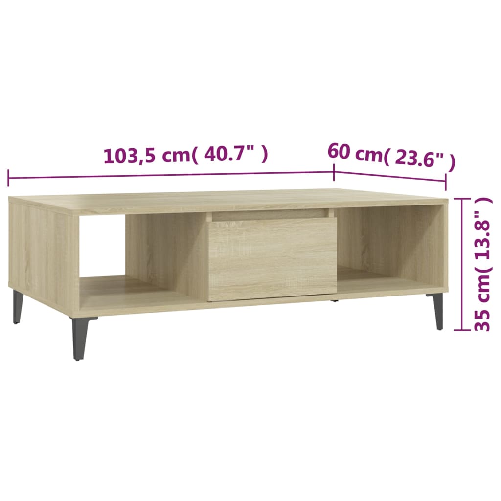 Coffee Table 103.5X60X35 Cm Engineered Wood