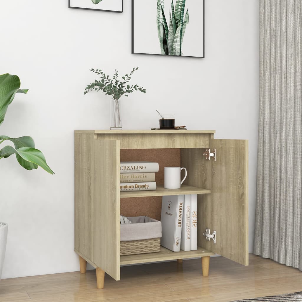 Sideboard With Solid Wood Legs 60X35X70 Cm Engineered Wood