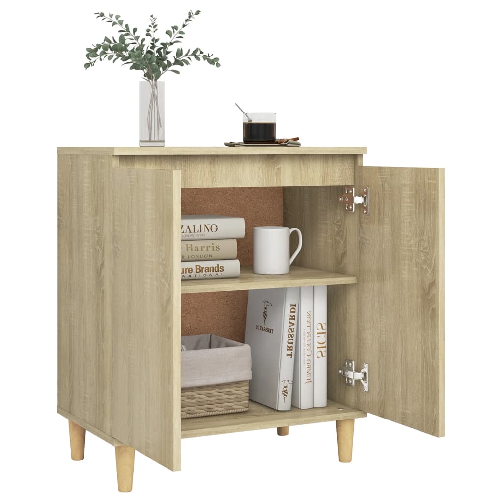 Sideboard With Solid Wood Legs 60X35X70 Cm Engineered Wood