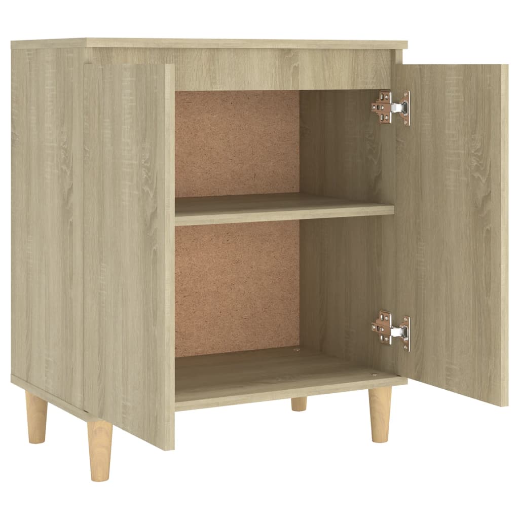 Sideboard With Solid Wood Legs 60X35X70 Cm Engineered Wood