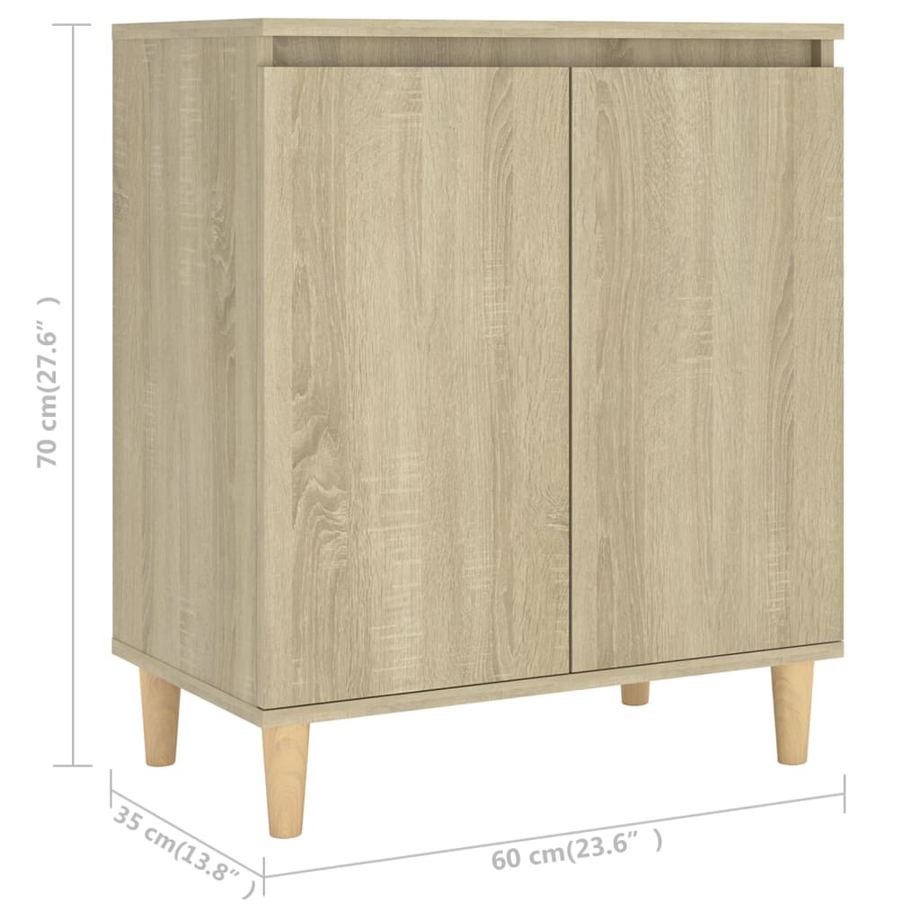 Sideboard With Solid Wood Legs 60X35X70 Cm Engineered Wood
