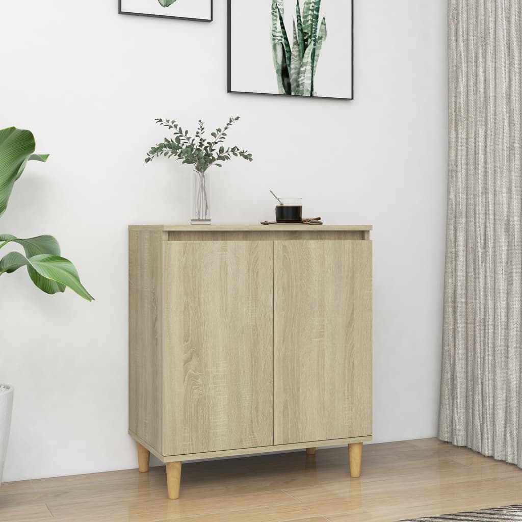 Sideboard With Solid Wood Legs 60X35X70 Cm Engineered Wood