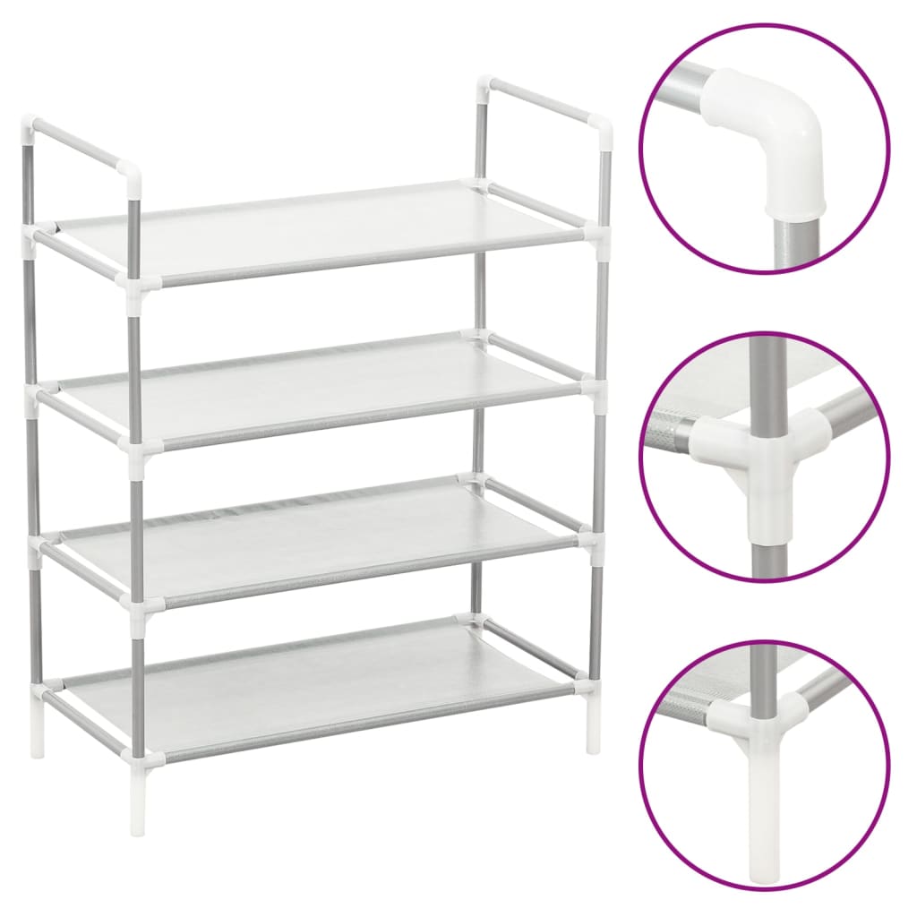 Shoe Rack With 4 Shelves Metal And Non-Woven Fabric