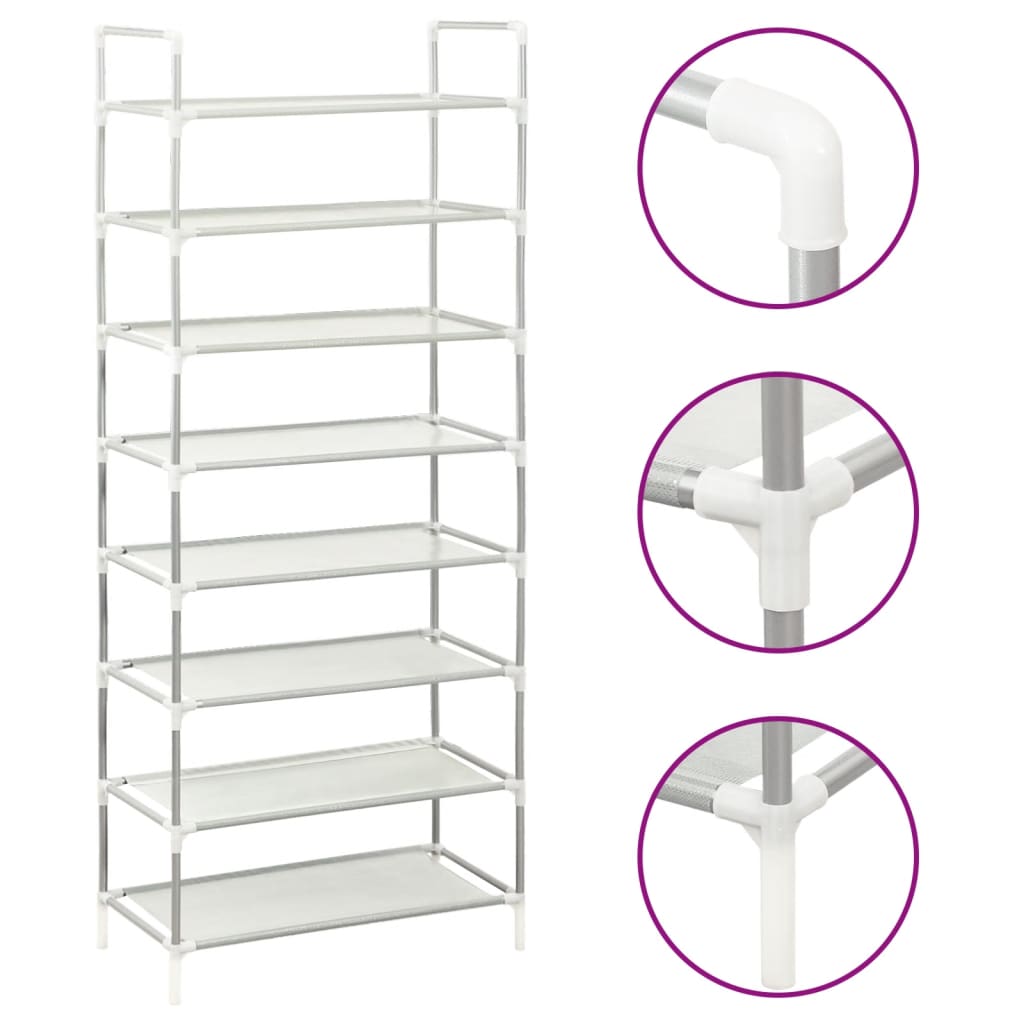 Shoe Rack With 4 Shelves Metal And Non-Woven Fabric