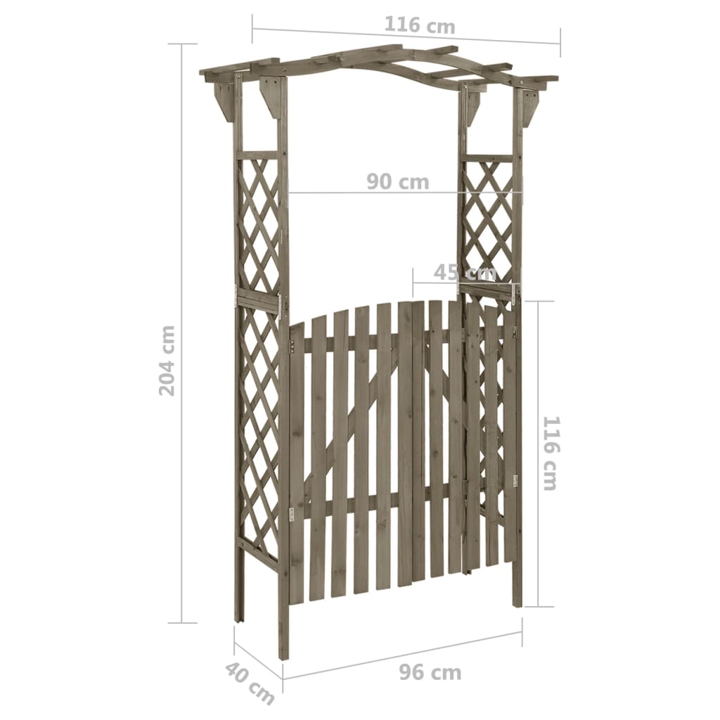 Pergola With Gate 116X40X204 Cm Solid Firwood