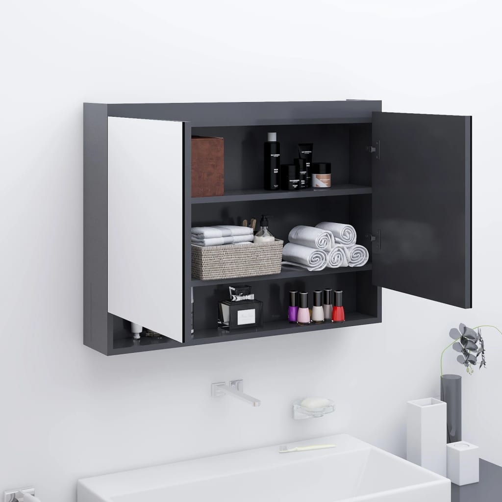 Bathroom Mirror Cabinet 80X15X60 Cm Mdf