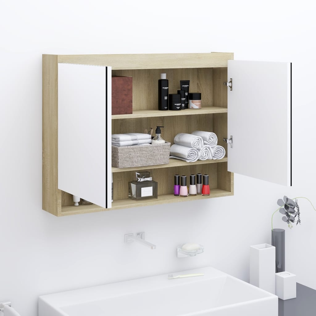 Bathroom Mirror Cabinet 80X15X60 Cm Mdf