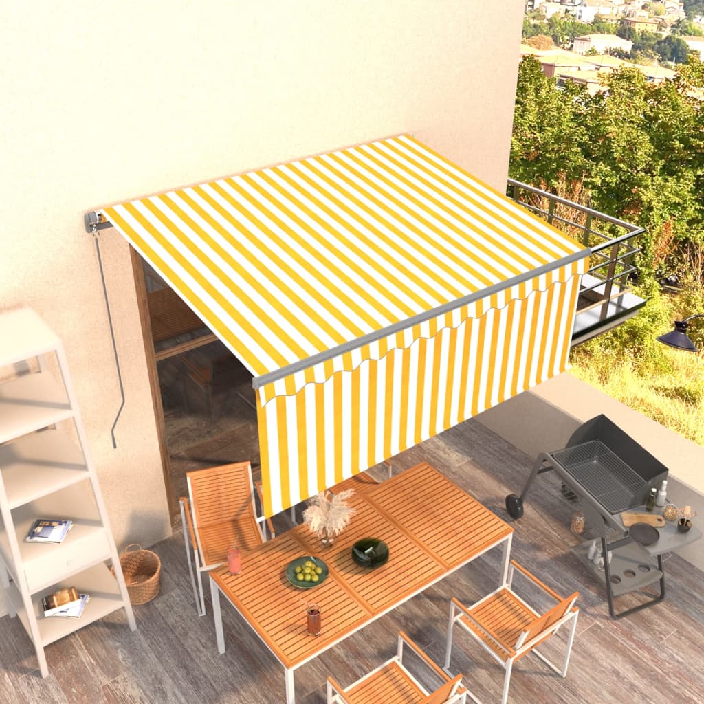 Manual Retractable Awning With Blind 5X3M Yellow&White