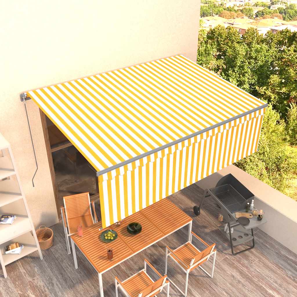 Manual Retractable Awning With Blind 5X3M Yellow&White