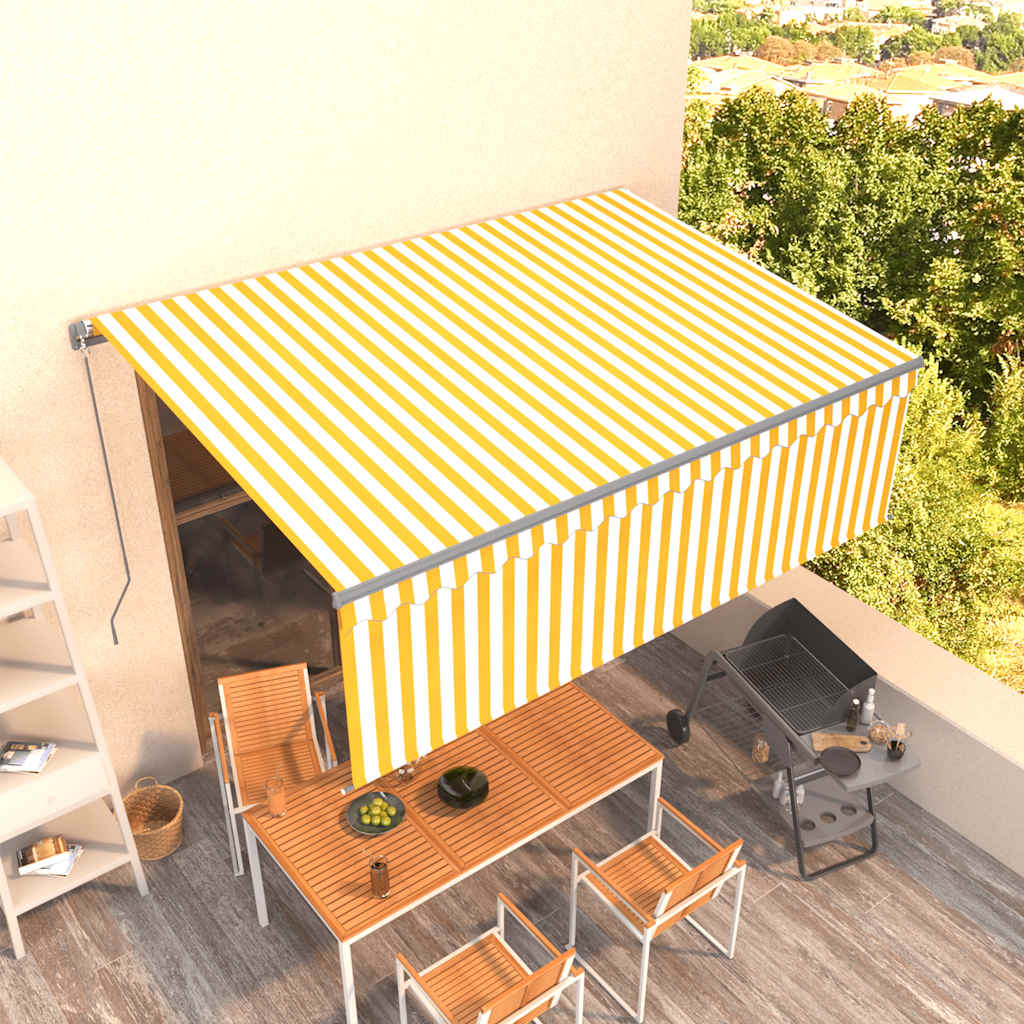 Manual Retractable Awning With Blind 5X3M Yellow&White