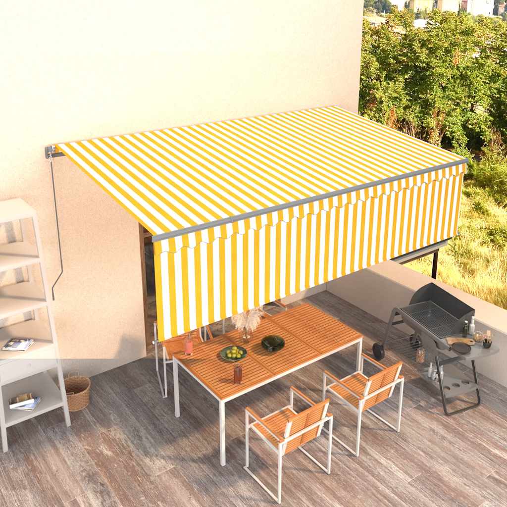 Manual Retractable Awning With Blind 5X3M Yellow&White