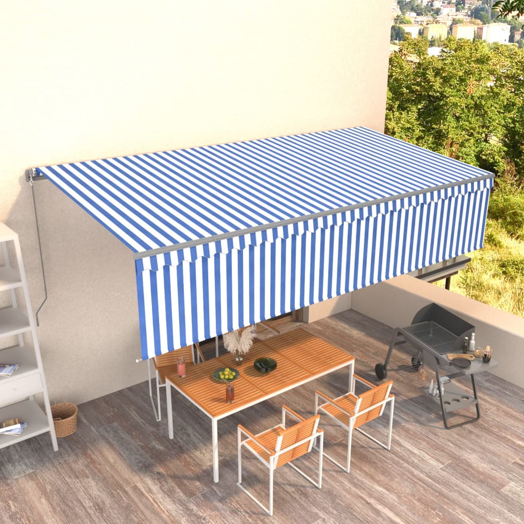 Manual Retractable Awning With Blind 5X3M Yellow&White