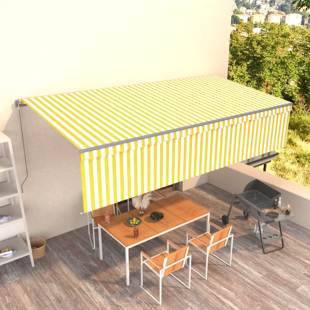 Manual Retractable Awning With Blind 5X3M Yellow&White