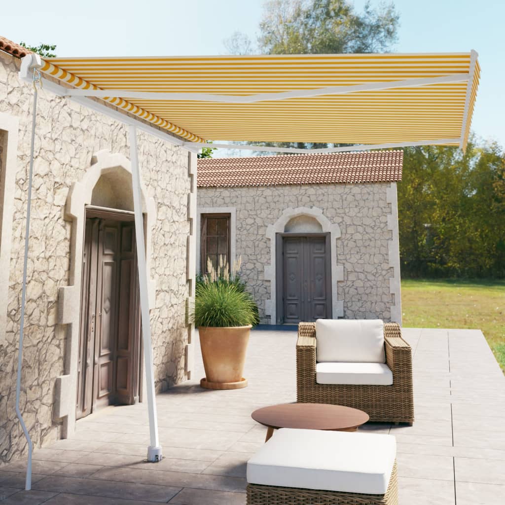 Freestanding Manual Retractable Awning Orange/Brown